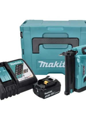 Prix Promo Makita DBN 500 RF1J Cloueuse sans fil, 15-50 mm, 18 V + 1x Batterie 3,0 Ah + Makpac + Chargeur
