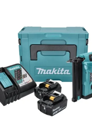 Acheter En Ligne Makita DBN 500 RFJ Cloueuse sans fil, 15-50 mm, 18 V + 2x Batteries 3,0 Ah + Makpac + Chargeur