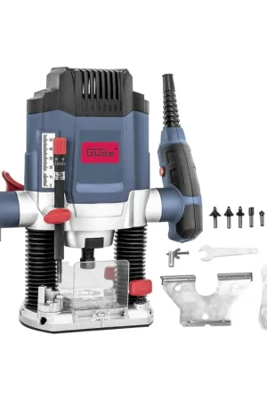 Usine Directe Güde OF 1200 E Défonceuse 1200 W course 55 mm + Set de toupie - 6 pièces (58117)