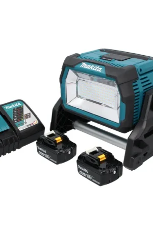 Solde Makita DML 809 RM Projecteur de chantier LED sans fil 18 V 10000 lm + 2x batterie 4,0 Ah + chargeur