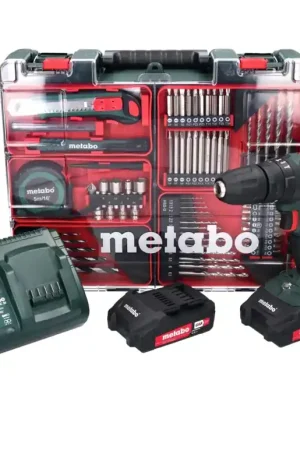 Offre Exclusive Metabo SB 18 set Perceuse à percussion sans fil 18 Volt 48 Nm (602245880) + 2x Batteries 2,0 Ah + Chargeur + Jeu de 88 forets + Coffret de transport