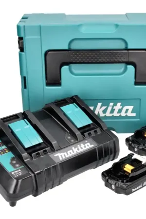 Nouveauté Makita Power Source Kit 18 V avec 2x BL 1820 B batterie 2,0 Ah ( 197254-9 ) + DC 18 SH chargeur double ( 199687-4 ) + Makpac