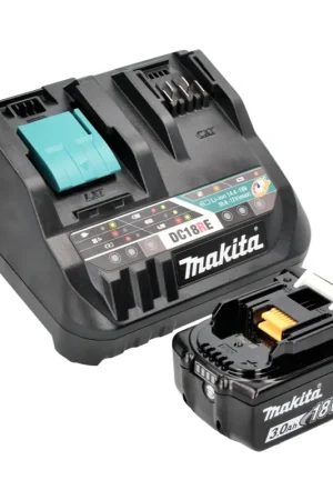 Makita Power Source Kit 18 V avec - 1x Batterie BL 1830 B 3,0 Ah (197599-5) + Chargeur rapide multiple DC 18 RE (198720-9) Haute Qualité
