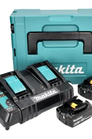 Pas Cher Makita Power Source Kit 18 V avec 2x BL 1860 B batterie 6,0 Ah ( 197422-4 ) + DC 18 SH chargeur double ( 199687-4 ) + Makpac
