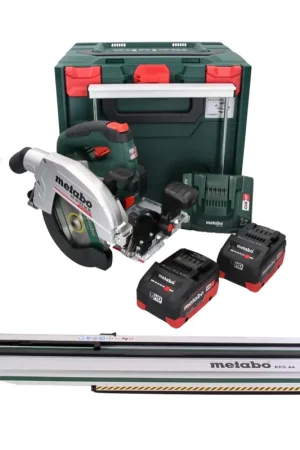 Offre Spéciale Scie circulaire sur batterie Metabo KS 18 LTX 66 BL 18 V 165 mm + 2x batteries 5,5 Ah + chargeur + rail de capuchon + métaBOX