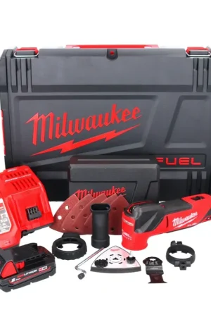 Milwaukee M18 FMT-201X FUEL Battery Multitool 18 V Brushless + 1x batterie 2,0 Ah + chargeur + 7 pcs. tools Set d'accessoires + HD Box Meilleur Choix