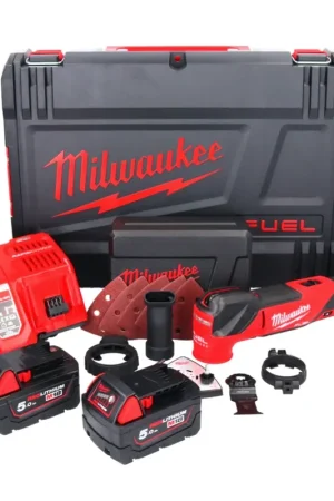 Bon Plan Milwaukee M18 FMT-502X FUEL Battery Multitool 18 V Brushless + 2x batterie 5,0 Ah + chargeur + 7 pcs. tools Set d'accessoires + HD Box