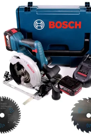 Bon Plan Bosch GKS 18V-57 G Professional Scie circulaire sans fil 18V 165 mm (06016A2100) + Coffret L-Boxx + 2x Batteries 5,0Ah + Chargeur + 3x Lames de scie