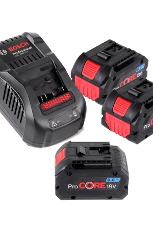 Pas Cher Kit de démarrage ProCore Bosch avec 3x batterie ProCORE 18 V 8,0 Ah Professional ( 1600A016GK ) et chargeur GAL 1880 CV
