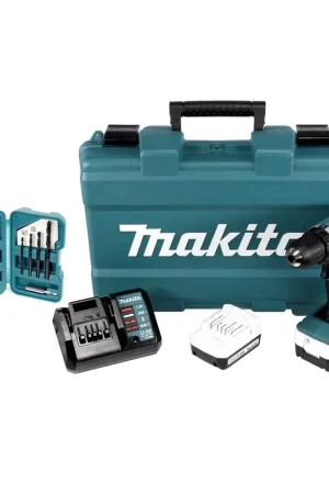 Makita DF 347 DWE 14.4V Li-ion Perceuse-visseuse sans fil + 2x Batteries 1,5 Ah + Chargeur + 17x Forets Makita D-40216 Bit & perceuse Set + Coffret de transport Makita Soldes