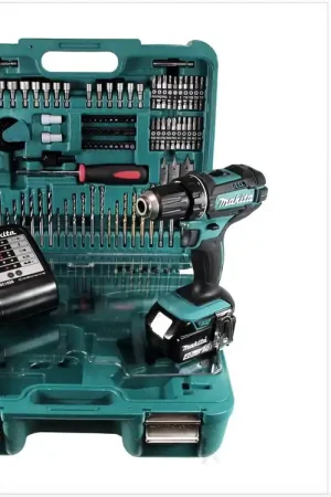 Makita DDF 482 STTK Perceuse visseuse sans fil 18 V + 1 x Batterie 5,0 Ah + Chargeur + Set d'accessoires de 101 pièces Prix Bas