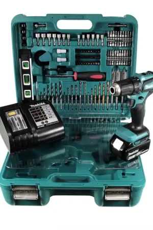 Meilleur Choix Makita DDF 483 STTK Perceuse visseuse sans fil Verte 18 V + 1x Batterie 5,0 Ah + Chargeur + Set d'accessoires de 101 pièces