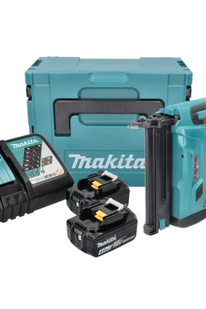 Makita DBN 500 RMJ Cloueur pneumatique sans fil 15-50 mm 90° 18 V + 2x Batteries 4,0 Ah + Chargeur + Coffret de transport Offre Spéciale