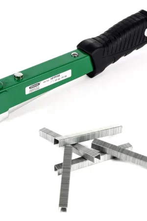 Nouvelle Collection Prebena HFPF09 Agrafeuse manuelle pour agrafes type PF de 6 - 9 mm + Agrafes Prebena PF09CNK type PF 9mm - 5000 pièces - en acier galvanisé