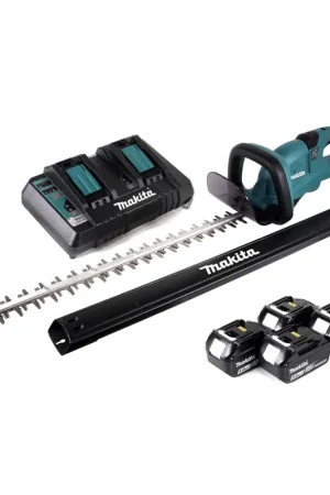 Taille-haie à batterie Makita DUH 651 PT4 36V (2x18V) 65cm XPT Silent + 4x batterie 5,0Ah + double chargeur Expédition Rapide