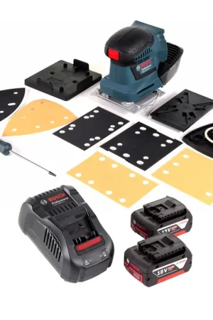 Ponceuse orbitale à batterie Bosch GSS 18 V-10 18 V Li-Ion Professional + accessoires + 2 batteries 6,0 Ah + chargeur Offre Limitée