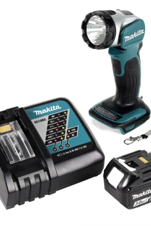 Authentique Makita DML 802 RF1 Lampe de chantier sans fil 18 V Li-Ion + 1x Batterie 3,0 Ah + Chargeur