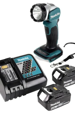 Affaire À Saisir Makita DML 802 RM Lampe de chantier sans fil 18 V Li-Ion + 2x Batteries 4,0 Ah + Chargeur