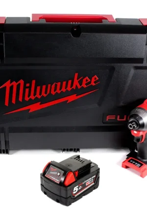 Milwaukee M18 FID2-0X FUEL Visseuse à percussion sans fil 18 V Li-Ion + 1x Batterie 5,0 Ah + Coffret HD-Box- sans chargeur Bon Plan