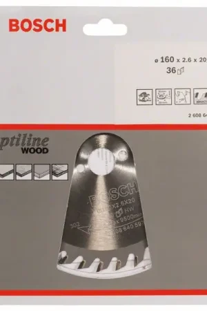 Achat Immédiat BOSCH Lame pour scie circulaire Optiline Wood D. ext. 160 mm nombre de dents 36 WZ ( 4000815437 )
