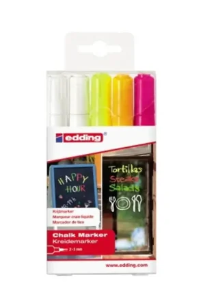 EDDING Marqueur à la craie 4095 2xblanc/jaune fluo/orange fluo/rose fluo ( 9000487975 ) Promotion