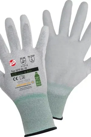 LEIPOLD+DÖHLE Gant à maille fine Goes Green ESD taille 9 gris clair/blanc ( 4000391283 ) Promotion Saisonnière
