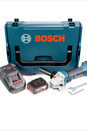 Bosch GWS 18 V-Li Professional 115 mm Meuleuse sans fil avec boîtier L-Boxx + 1x Batterie GBA 6Ah + Chargeur GAL 1880 Offre Limitée