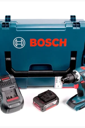 Bosch GSR 18 V-EC Perceuse visseuse sans fil 2016, nouvelle version, mandrin métallique + 1x Batterie 6 Ah + Chargeur GAL 1880 + L-Boxx Réduction