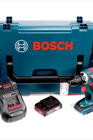 Bon Marché Bosch GSR 18 V-EC Perceuse visseuse sans fil 2016, nouvelle version, mandrin métallique + 1x Batterie 2 Ah + Chargeur GAL 1880 + L-Boxx