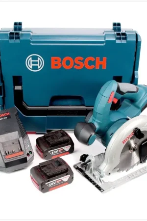 Bosch GKS 18 V-LI Professional 18 V Scie circulaire sans fil avec boîtier L-Boxx + 2x Batteries GBA 4 Ah + Chargeur AL 1860 Satisfait Ou Remboursé