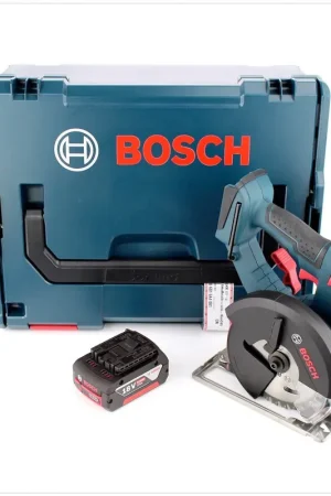 Usine Directe Bosch GKM 18 V-LI Professional Scie circulaire sans fil Métal 136 mm + 1x Batterie Bosch GBA 5,0 Ah Li-Ion + Coffret de transport L-Boxx - sans Chargeur