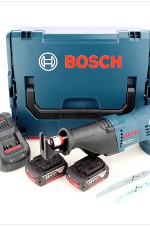 Vente Directe Bosch GSA 18 V-LI Professional 18 V Scie sabre sans fil avec boîtier L-Boxx + 2x Batteries GBA 5,0 Ah Li-lon + Chargeur