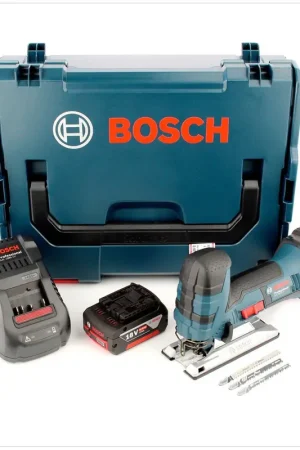 Quantité Limitée Bosch GST 18 V-Li S Professional Scie sauteuse sans fil + Coffret de transport L-Boxx + 2x Batteries GBA 5,0 Ah + Chargeur + Set d'accessoires