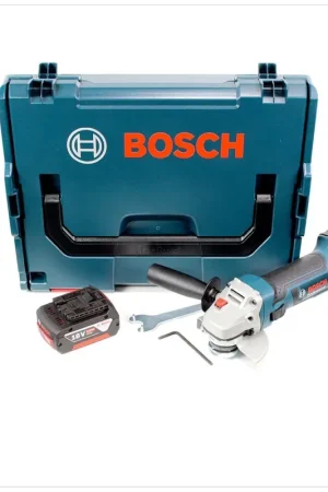 Meilleur Prix Bosch GWS 18 V-Li Professional 115 mm Meuleuse sans fil avec boîtier L-Boxx + 1x Batterie GBA 5,0 Ah - sans Chargeur