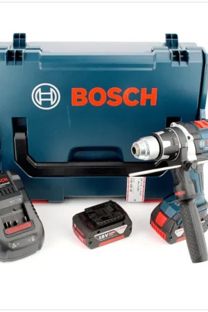 Authentique Bosch GSR 18 VE-2-LI Perceuse-visseuse sans fil professionnelle avec 2 batteries GBA 5,0 Ah + chargeur + L-Boxx