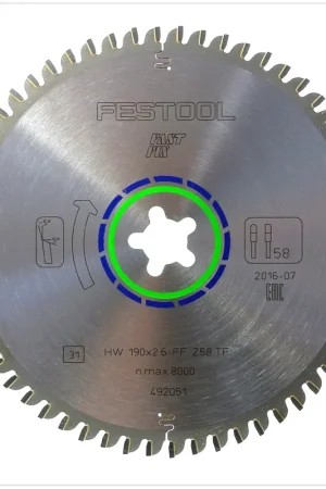 Festool Lame de scie circulaire spéciale 190x2,6 FF TF58 190 mm 58 Dents ( 492051 ) Offre Du Jour