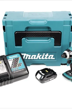 Makita DTD 146 Y1J-P Visseuse à percussion sans fil 18 V Li-Ion + 1x Batterie BL 1820 2,0 Ah + Chargeur DC 18 RC + Makpac 2 Meilleur Prix
