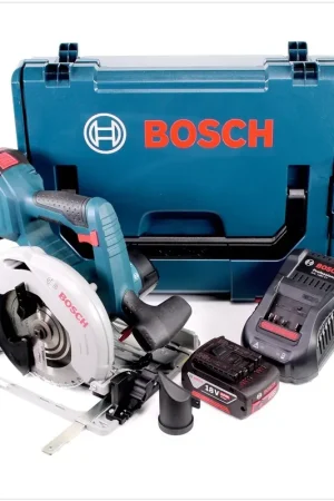 Bosch GKS 18V-57 G Scie circulaire sans fil 165mm 18V + 2x Batteries 5,0Ah + Chargeur + Coffret (06016A2101) Soldes
