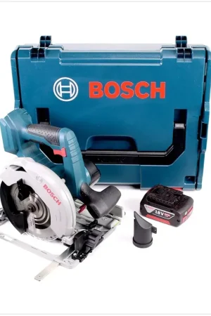 Achetez Aujourd'hui Bosch GKS 18 V-57 G Professional Scie Circulaire sans fil + 1x Batterie GBA 5,0 Ah + Coffret de Transport L-Boxx - sans Chargeur