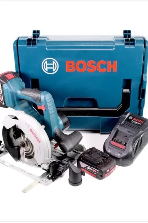 Satisfait Ou Remboursé Bosch GKS 18 V-57 G Professional Scie circulaire sans fil avec boîtier L-Boxx + 2x Batteries GBA 6,0 Ah + Chargeur GAL 1880 CV