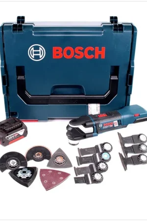 Dernière Chance Bosch Professional GOP 18 V-28 Découpeur-Ponceur sans fil + Coffret L-Boxx + 1x Batterie GBA 6,0 Ah + Accessoires - sans chargeur