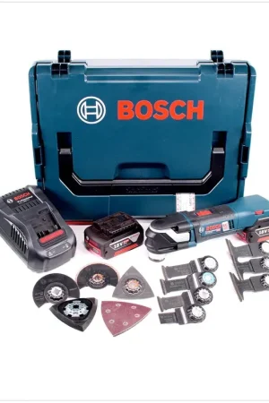 Bosch GOP 18 V-28 Professional Outil multifonctions découpeur-ponceur sans fil avec boîtier L-Boxx + 2x Batteries GBA 6,0 Ah + 1x Chargeur GAL 1880 CV + Accessoires Paiement Sécurisé
