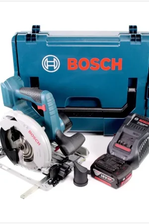 Bosch GKS 18 V-57 G Professional Scie circulaire sans fil avec boîtier L-Boxx + 1x Batterie GBA 6,0 Ah + Chargeur GAL 1880 CV Nouvelle Collection