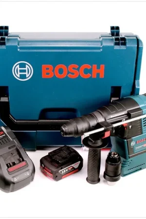 Bosch GBH 18 V-26 F Perforateur sans-fil Professional SDS-plus + Coffret L-Boxx + 2x Batteries GBA 6Ah + Chargeur GAL 1880 CV + jeu de burins Prix Réduit