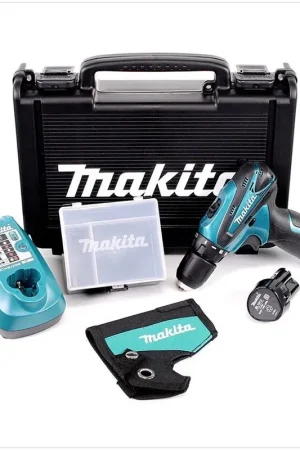 Makita DF 330 DSP1A Perceuse visseuse sans fil 10,8 V + 2x Batteries 1,3Ah + Chargeur + Coffret + Boîte pour accessoires + Sacoche Meilleure Vente