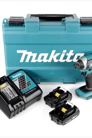 Makita DTD 152 Visseuse à percussion sans fil, 18 V Li-Ion + 2x Batteries BL 1820 2,0 Ah + Chargeur DC 18 RC + Coffret de transport Paiement Sécurisé