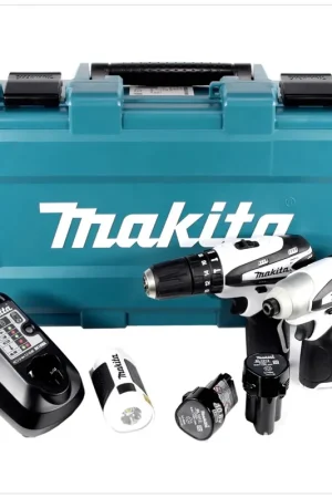 Prix Réduit Makita DK 1486 W 10,8 V Set Perceuse visseuse à percussion HP 330 D + Visseuse à percussion TD 090 D + 2x Batteries BL1013 + Chargeur + Lampe ML 101