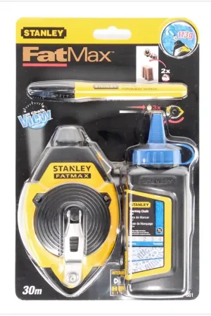 Stanley STA047681 Fatmax Set Ligne de Craie Bleu, 30m + Marqueur Permanent ( 0-47-681 ) Haute Qualité