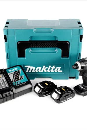 Makita DTD 146 B 18 V Li-ion Visseuse à chocs sans fil noir avec boîtier Makpac + 2x Batteries BL 1820 2,0 Ah + Chargeur DC 18 RC Prix Choc