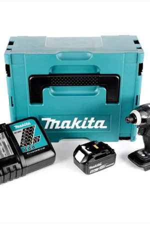 Makita DTD 146 B RM1J Visseuse à percussion sans fil, 18 V Li-Ion Noir + 1x Batterie BL 1840 B 4,0 Ah + Chargeur DC 18 RC + Makpac 2 Promotion